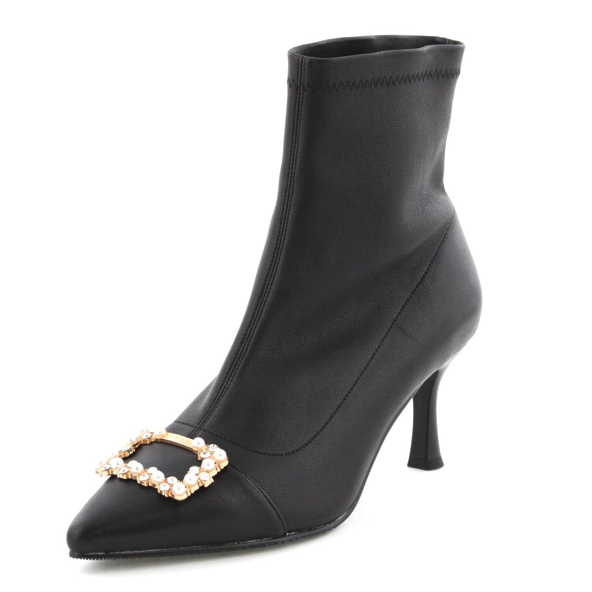 【SALE】オリジナルビジューポインテッドトゥヒールブーツ/631423