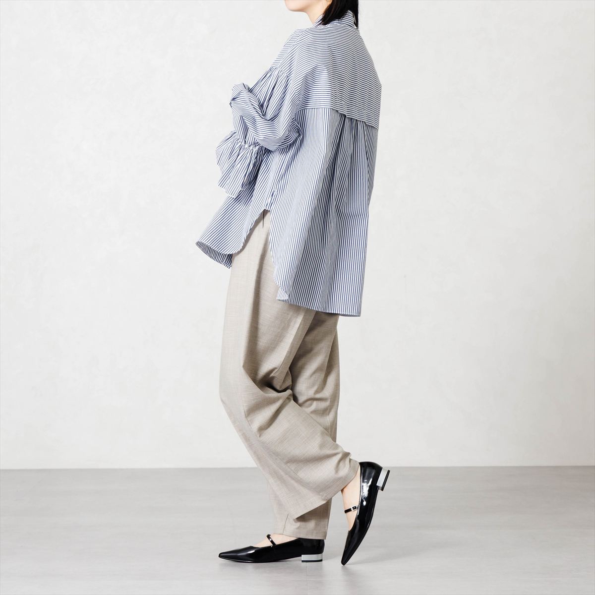 【26AW／WEB限定デザイン】配色ヒールストラップフラットパンプス/640016