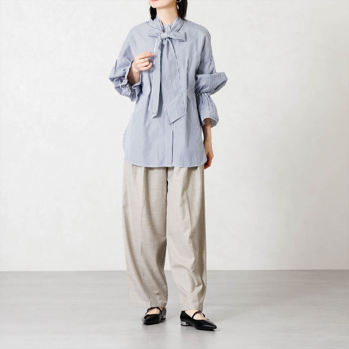 【26AW／WEB限定デザイン】配色ヒールストラップフラットパンプス/640016