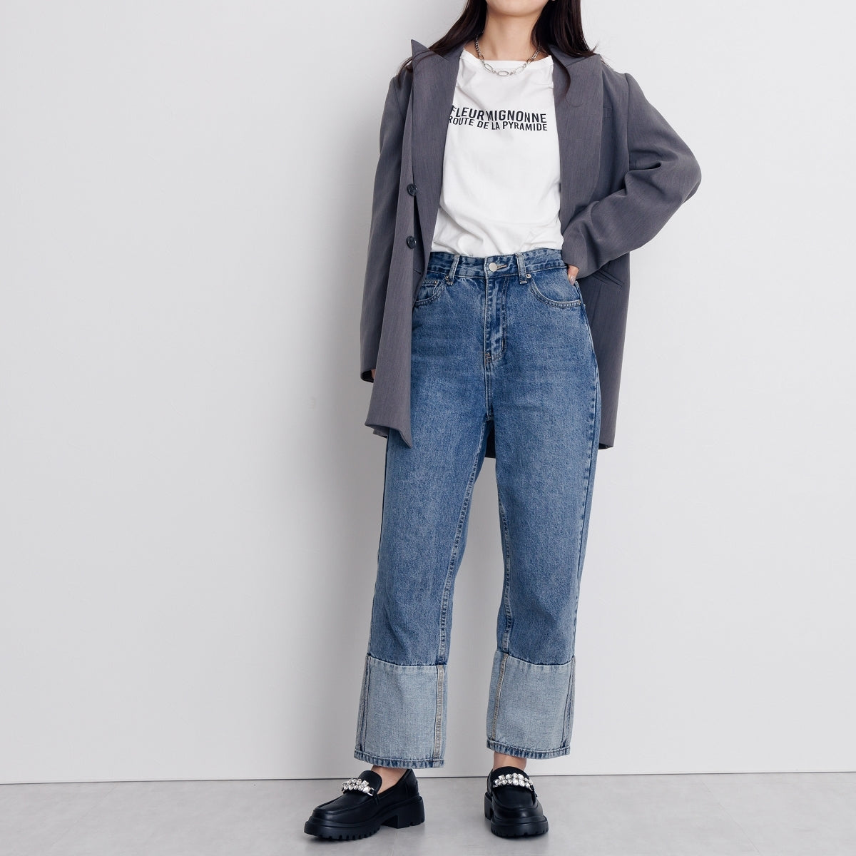 【SALE】キラキラビジュー厚底ローファー/641106