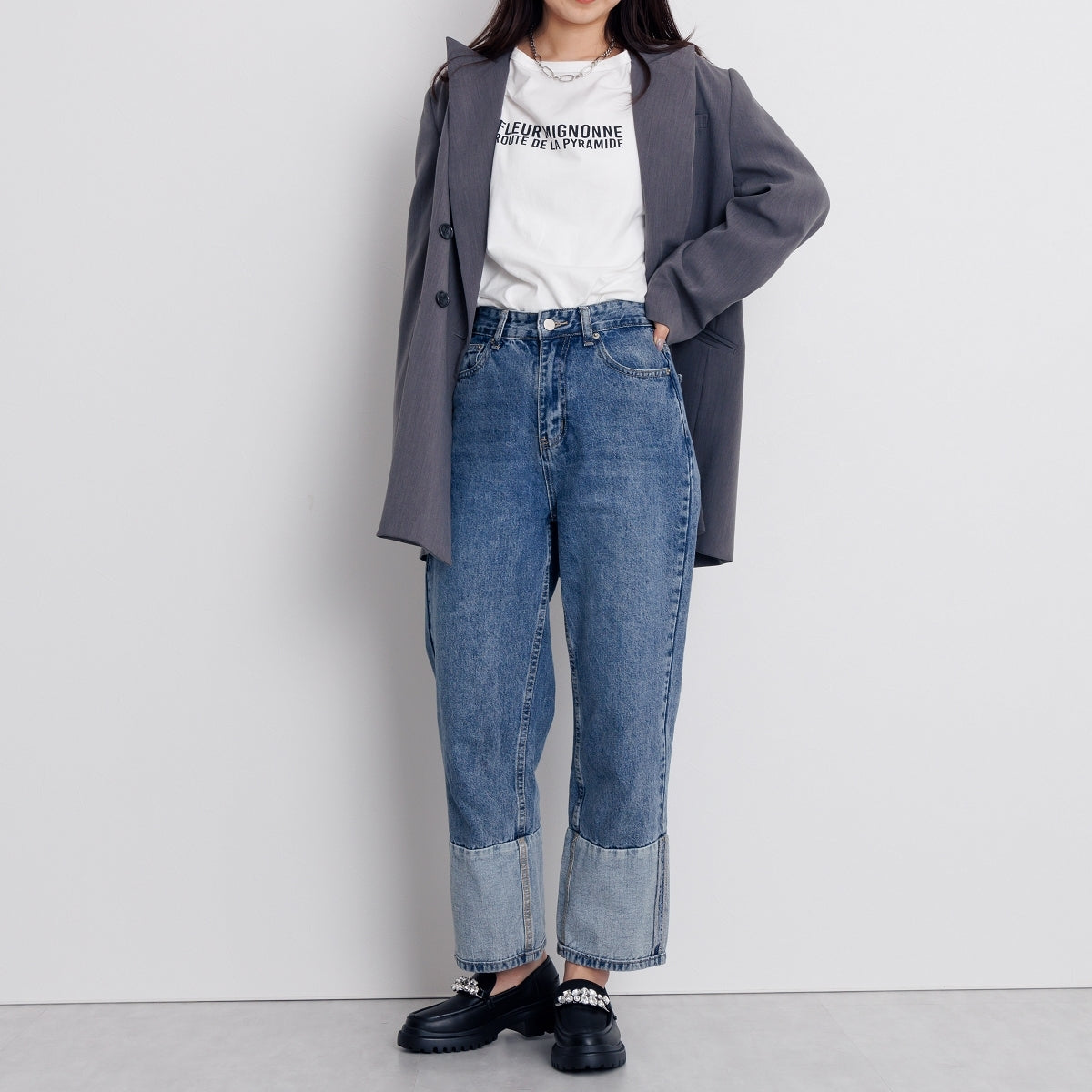 【SALE】キラキラビジュー厚底ローファー/641106