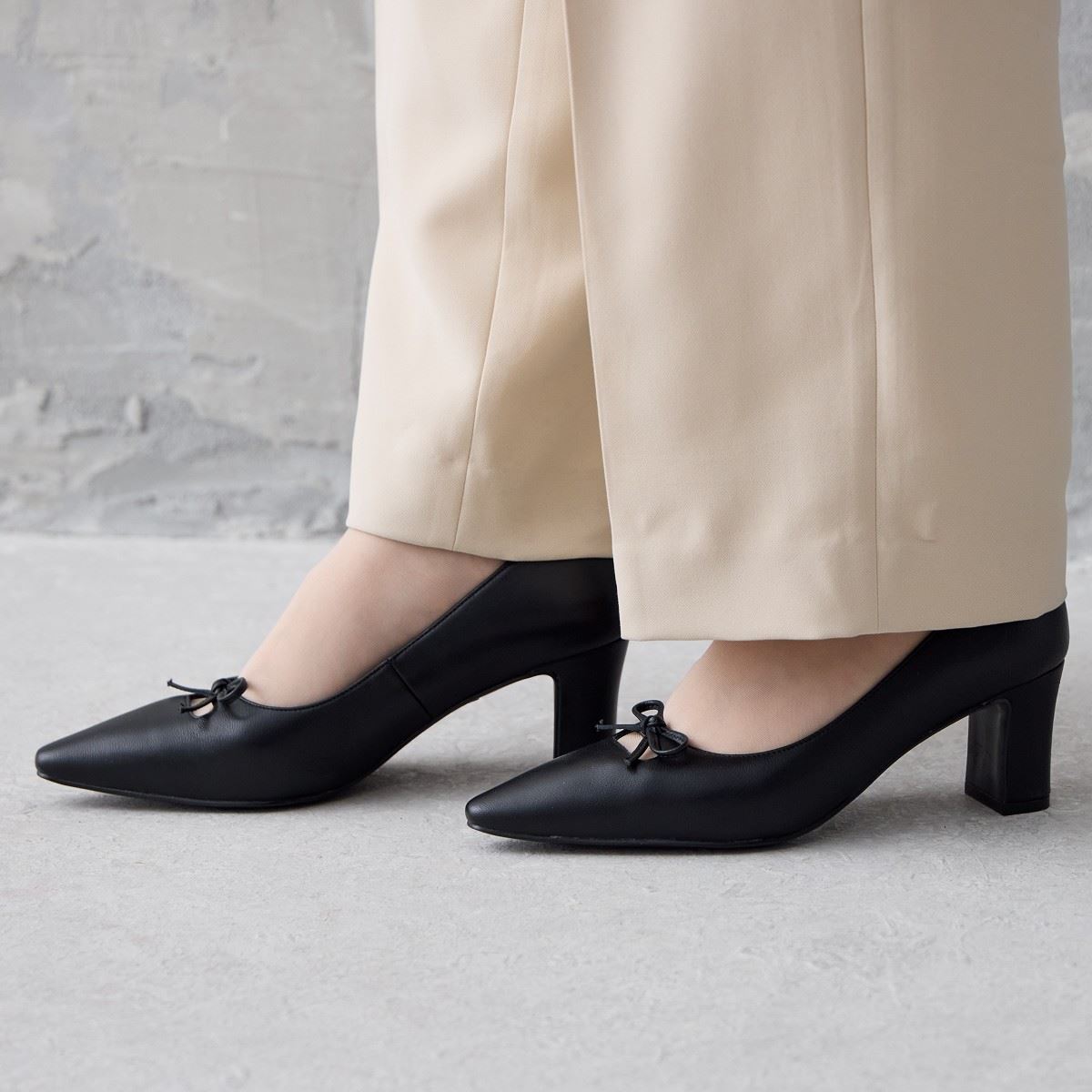 【SALE】カットワークリボンパンプス/641119