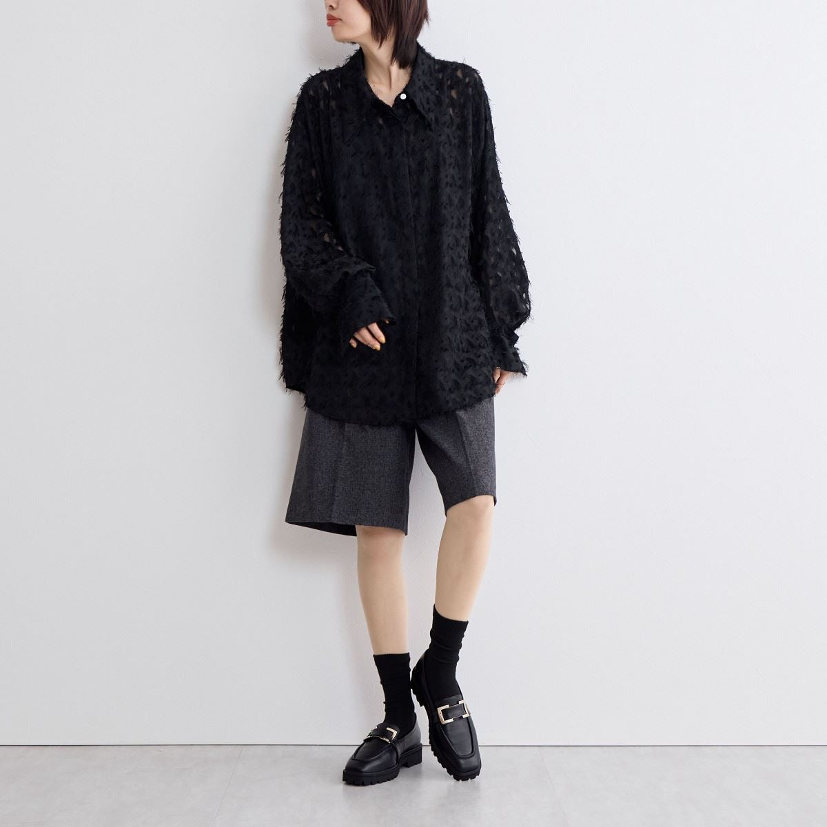 【SALE】スクエアパーツトラックソールローファー/641306