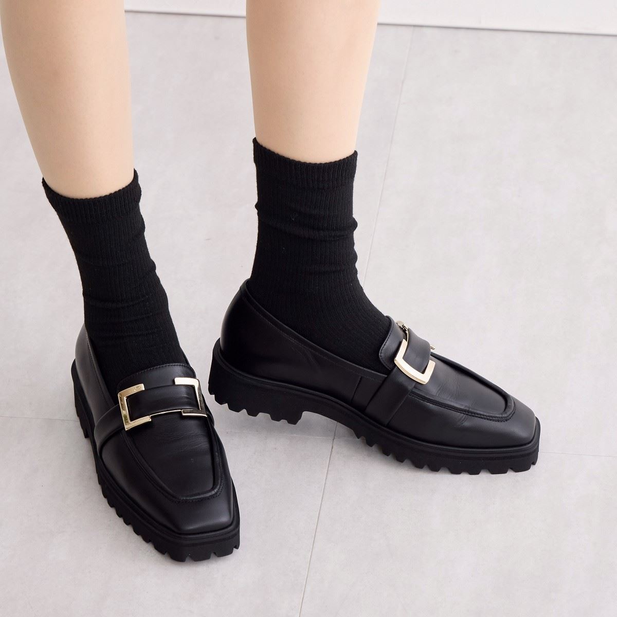 【SALE】スクエアパーツトラックソールローファー/641306