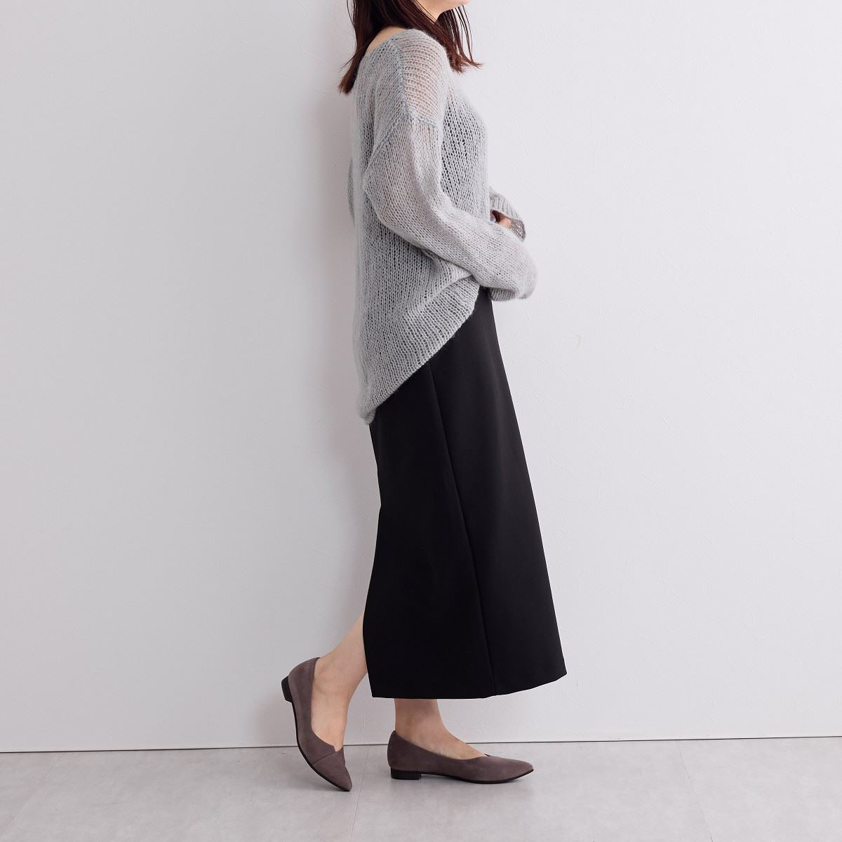 SALE】アシンメトリーVカットフラットパンプス/741316