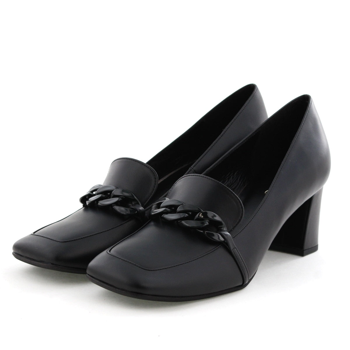 美品✨️HIMIKO チェーンモチーフ ヒール ローファー ブラック 24cm SALE】チェーンモチーフヒールローファー/641324