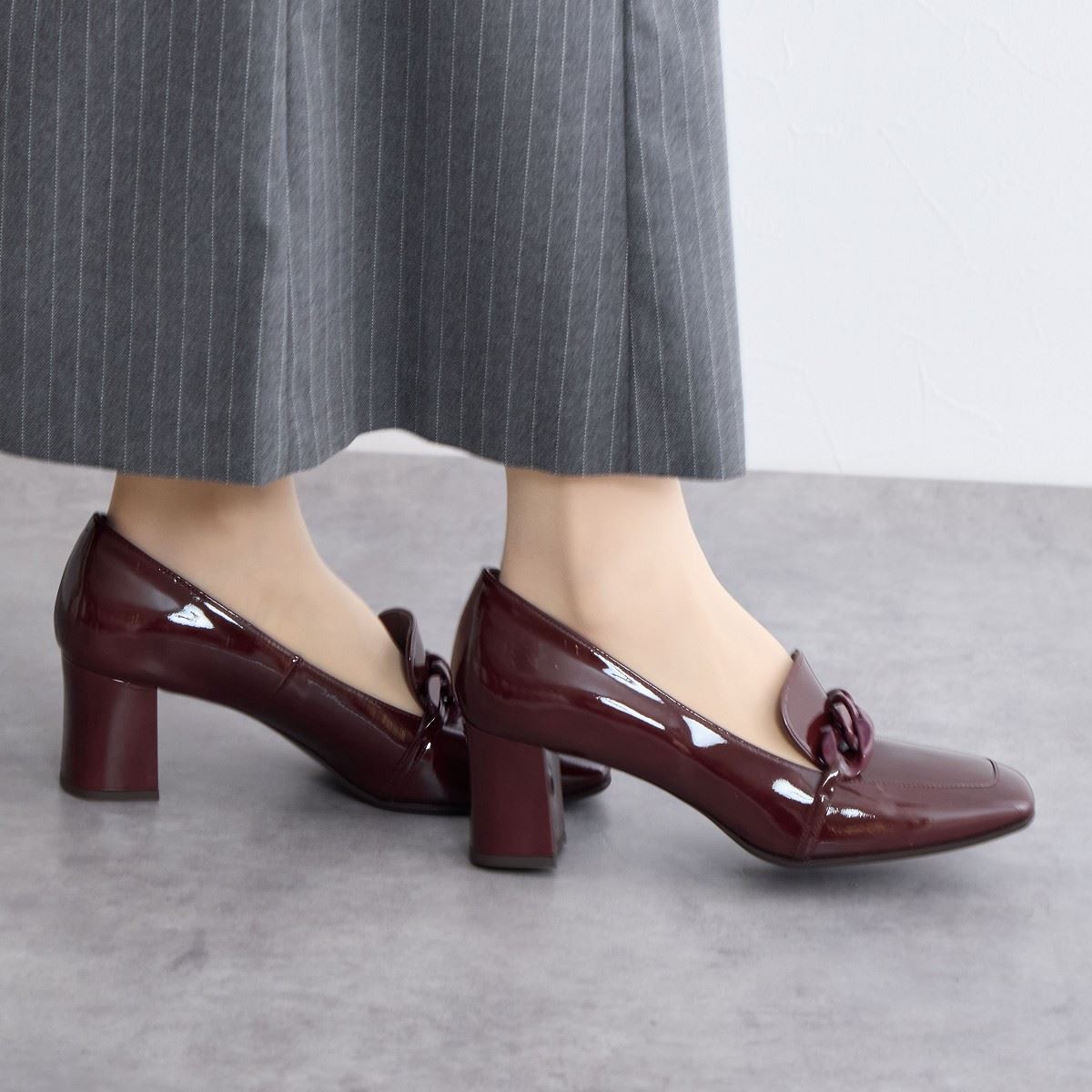 SALE】チェーンモチーフヒールローファー/641324