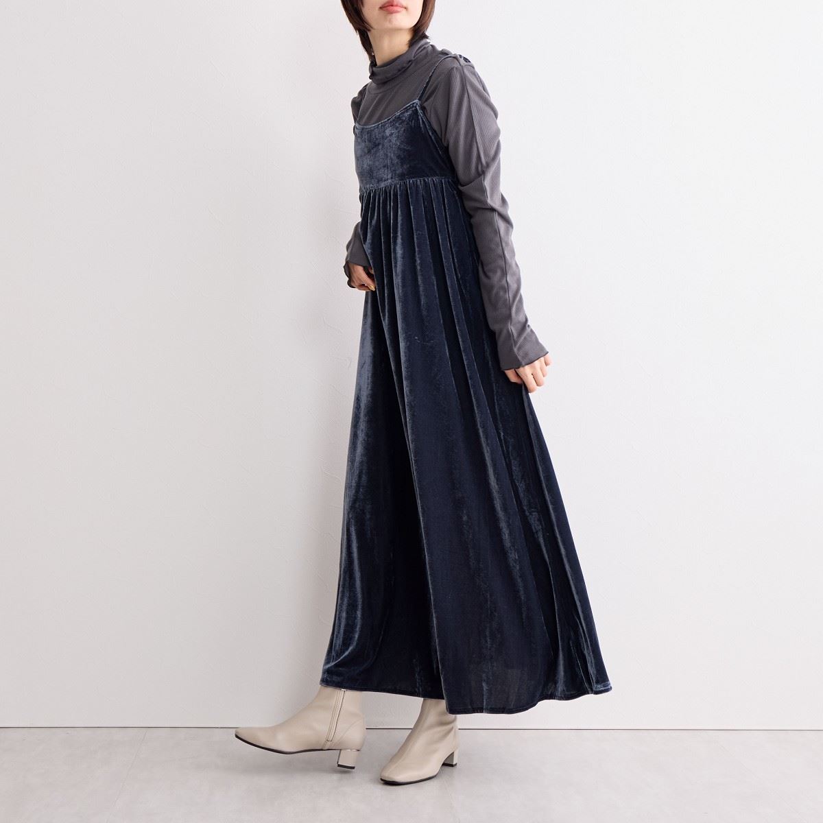 SALE】4cmヒールシープレザーストレッチブーツ/641401