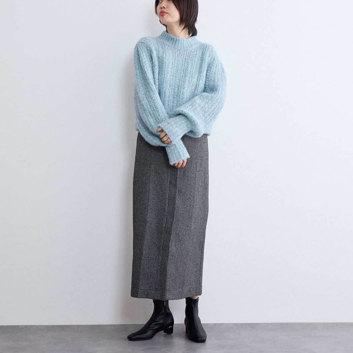 【SALE】4cmヒールシープレザーストレッチブーツ/641401