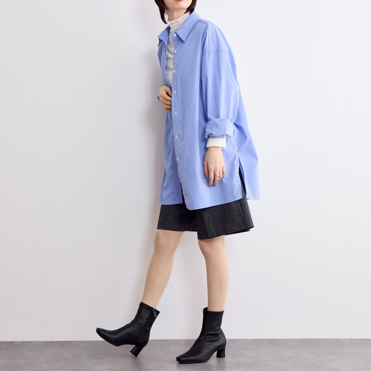 【SALE】5cm変形ヒールシープレザーストレッチブーツ/641404