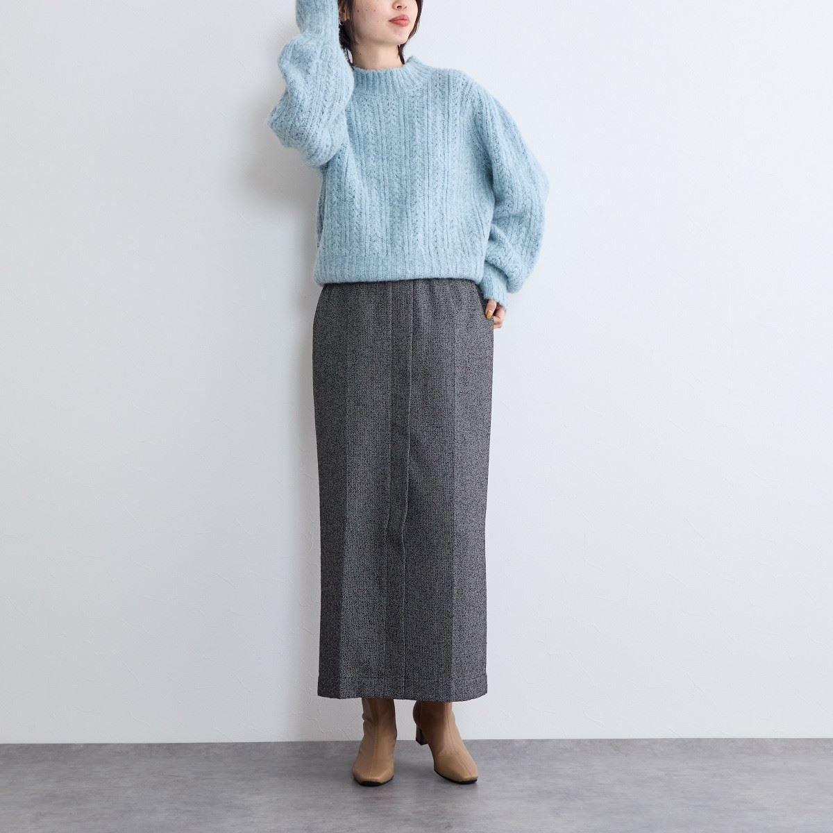 【SALE】5cm変形ヒールシープレザーストレッチブーツ/641404