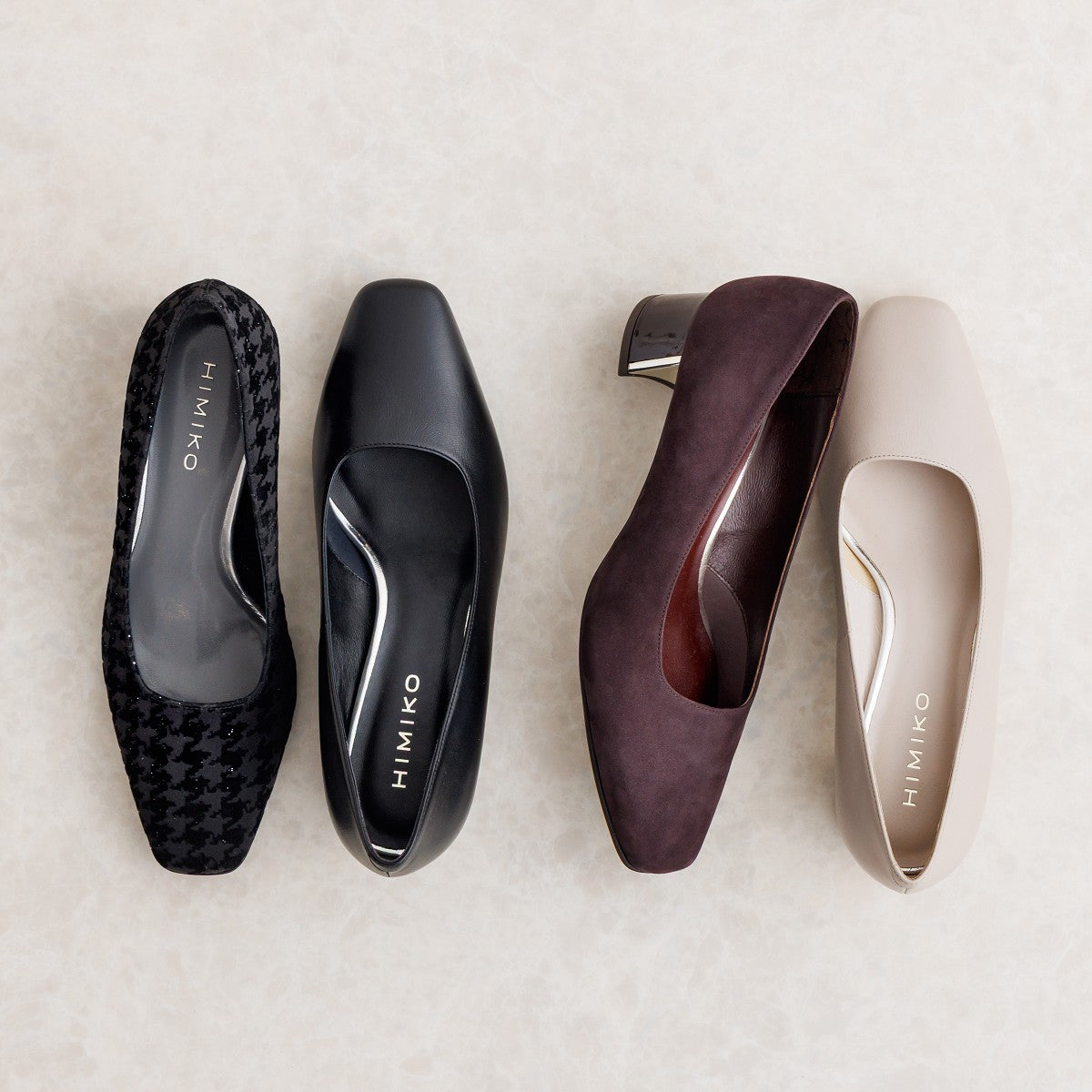 再値下げ】スクエアトゥメタルプレートヒールパンプス/651112