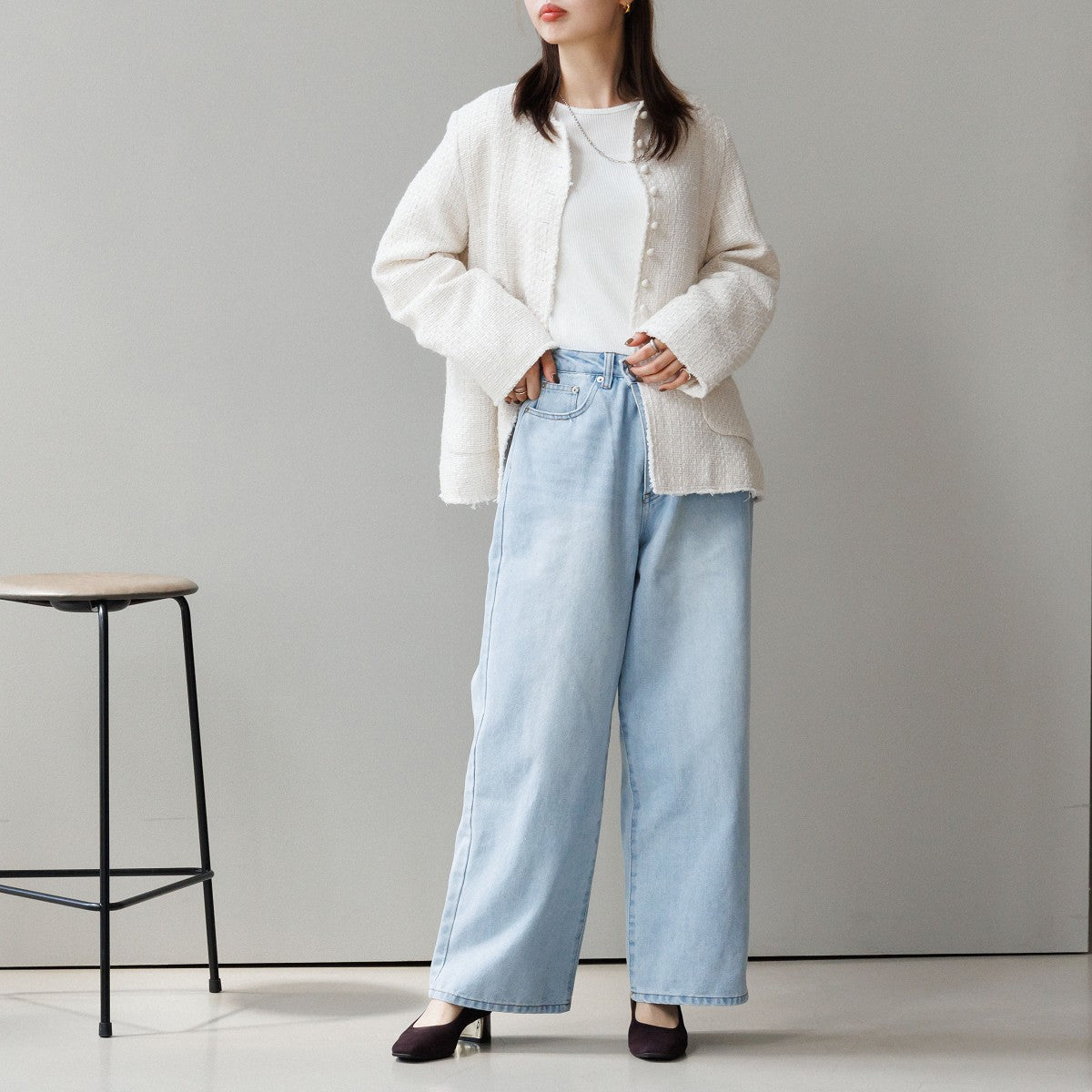 SALE】スクエアトゥメタルプレートヒールパンプス/651112