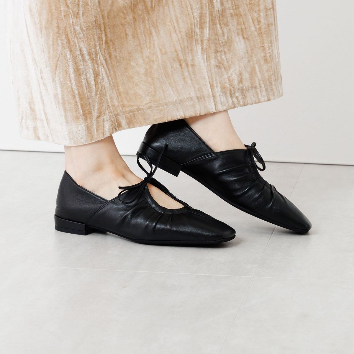 【25AW】ギャザーリボンパンプス/651317