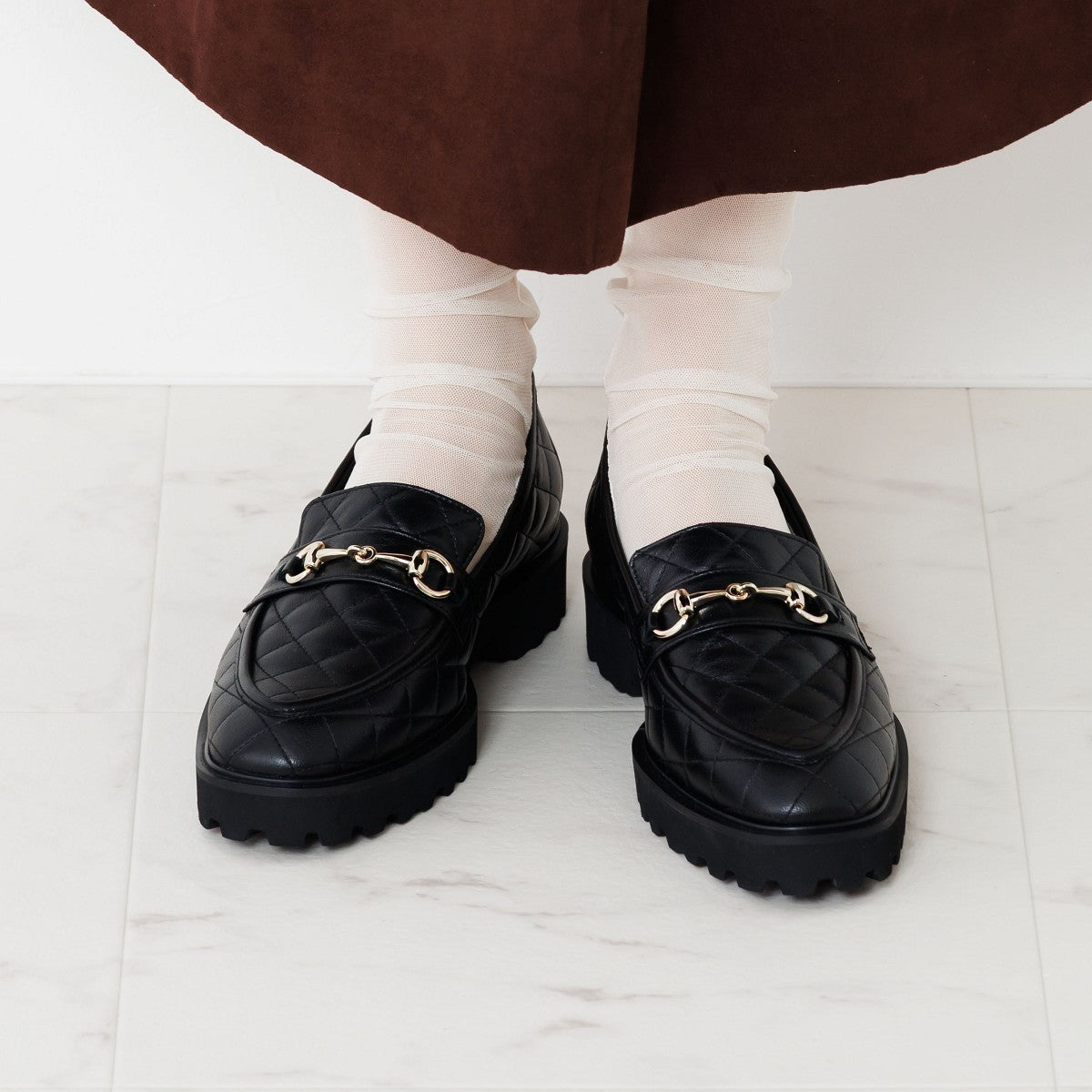 SALE】トラックソールキルティングビットローファー/651324