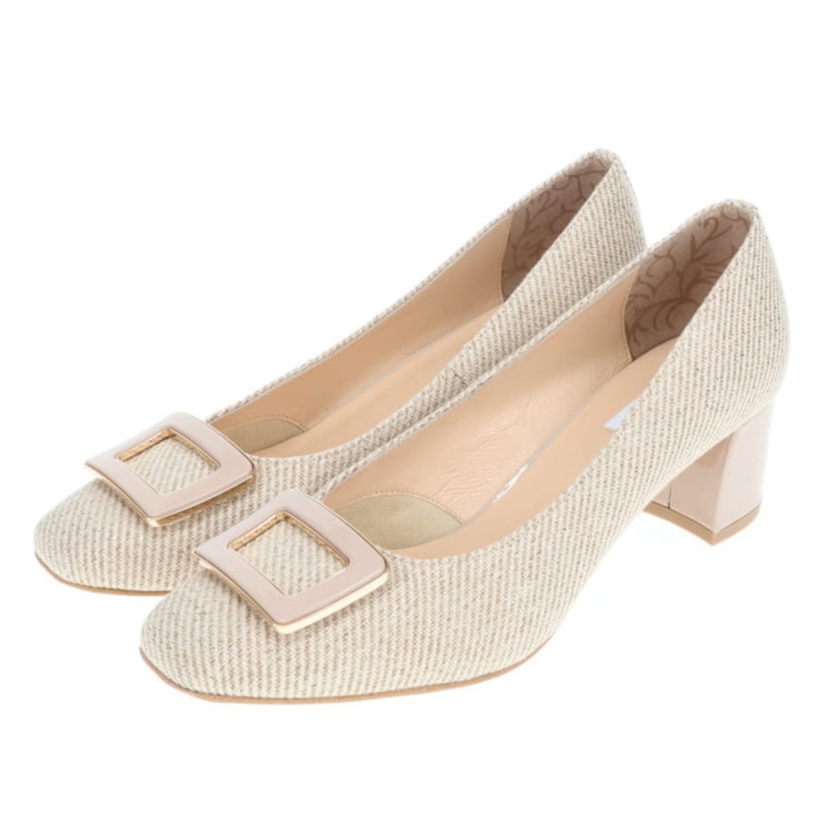 26SS新色追加】スクエアバックルチャンキーヒールパンプス/653302