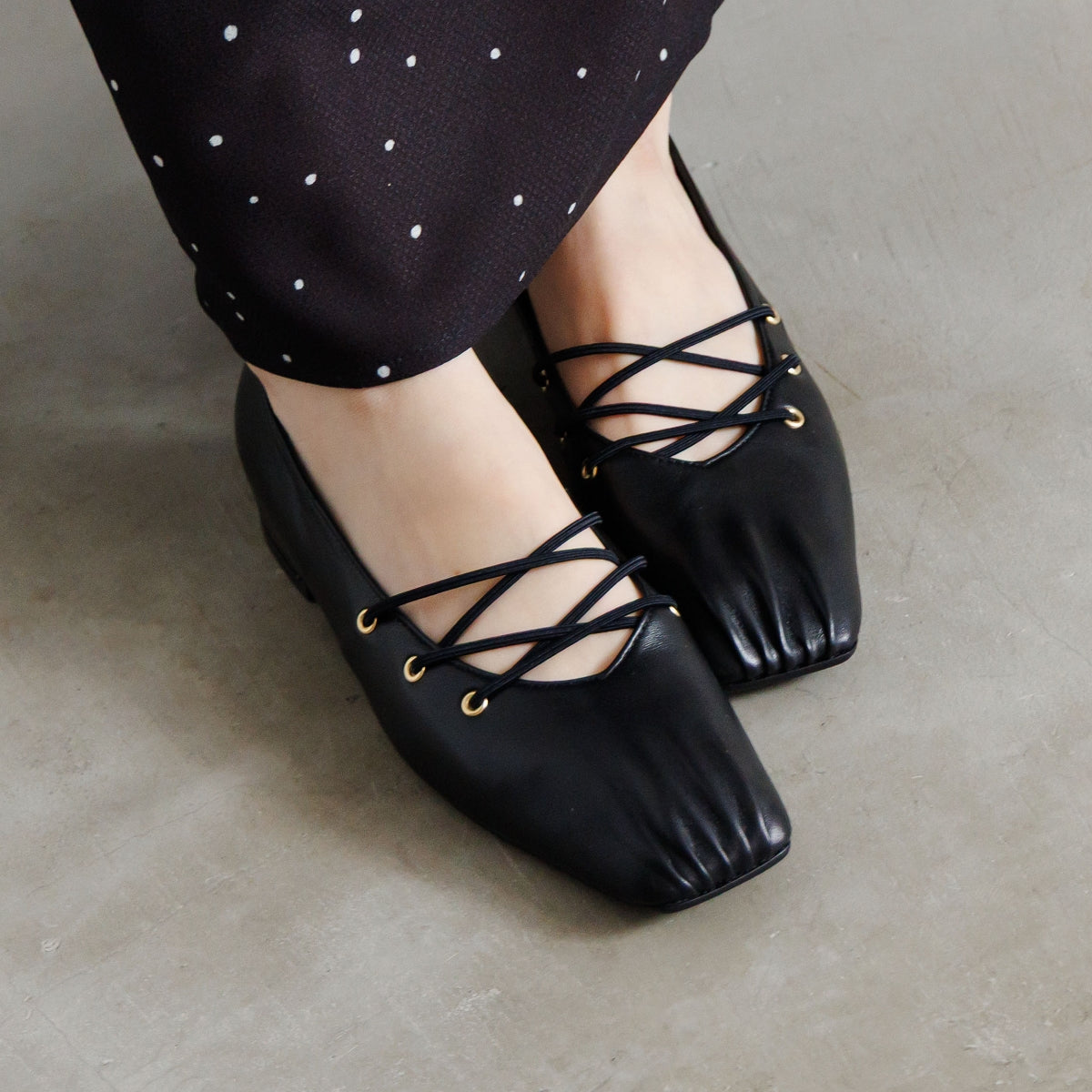 【26SS】クロスゴムフラットパンプス/661106