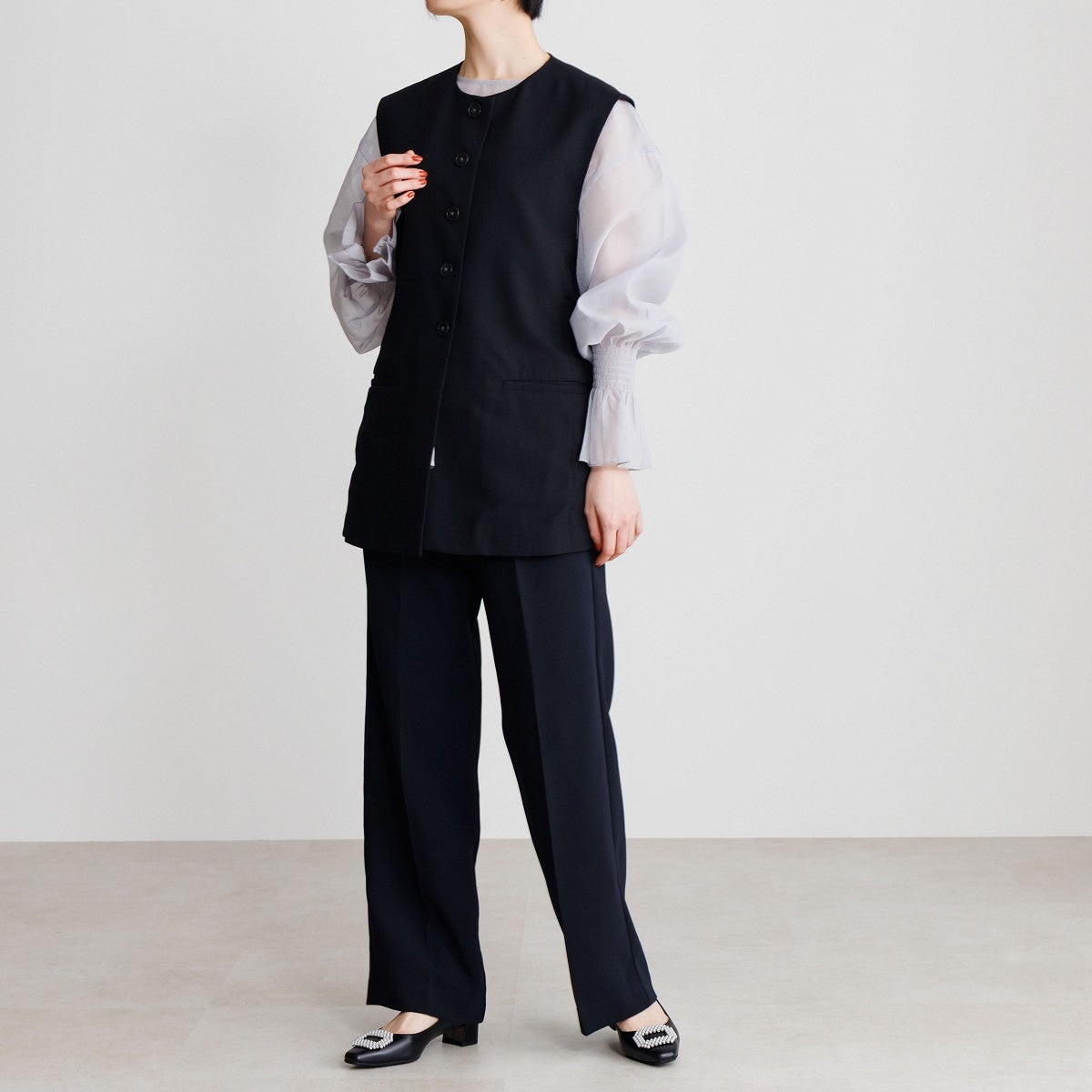 【26SS】4cmヒールパールビジューパンプス/661113