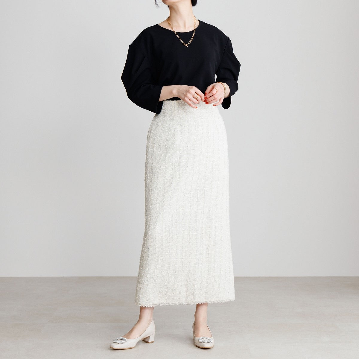 【26SS】4cmヒールパールビジューパンプス/661113