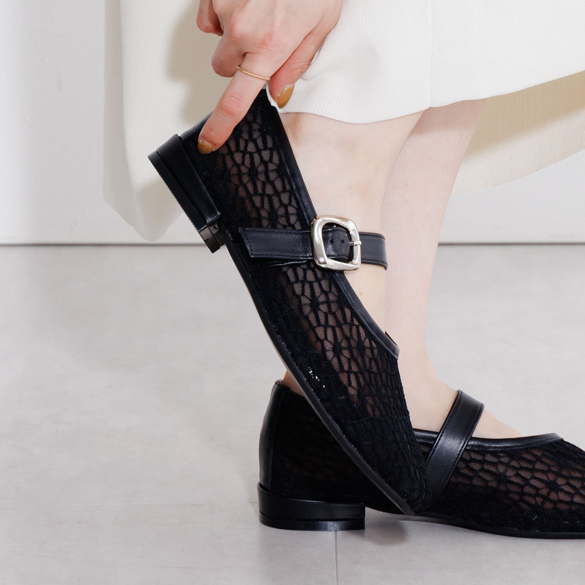 《26SS》チュールフラットメリージェーンパンプス/661115