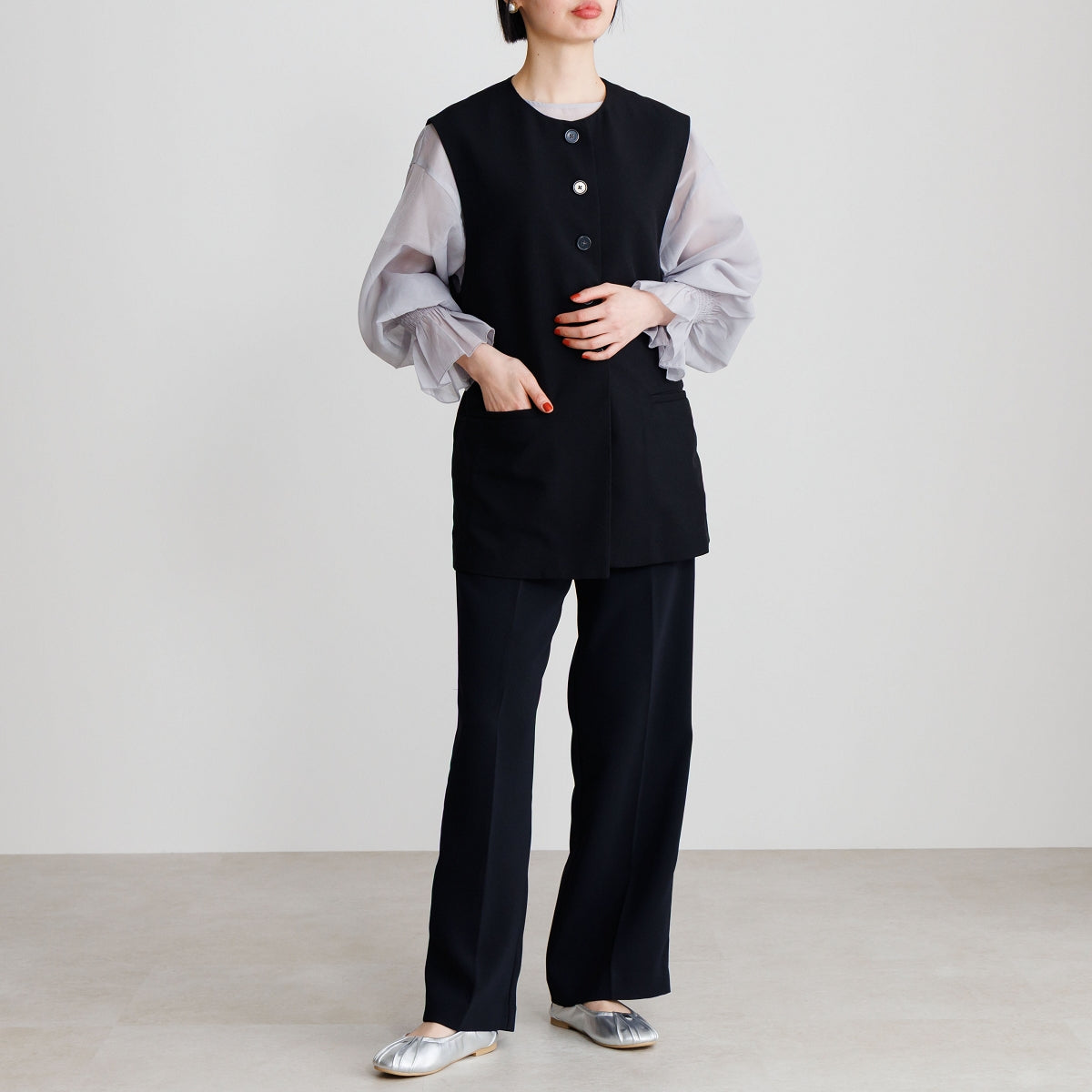 シャテル　パンプス 26SS】メタルロゴギャザーパンプス/661121