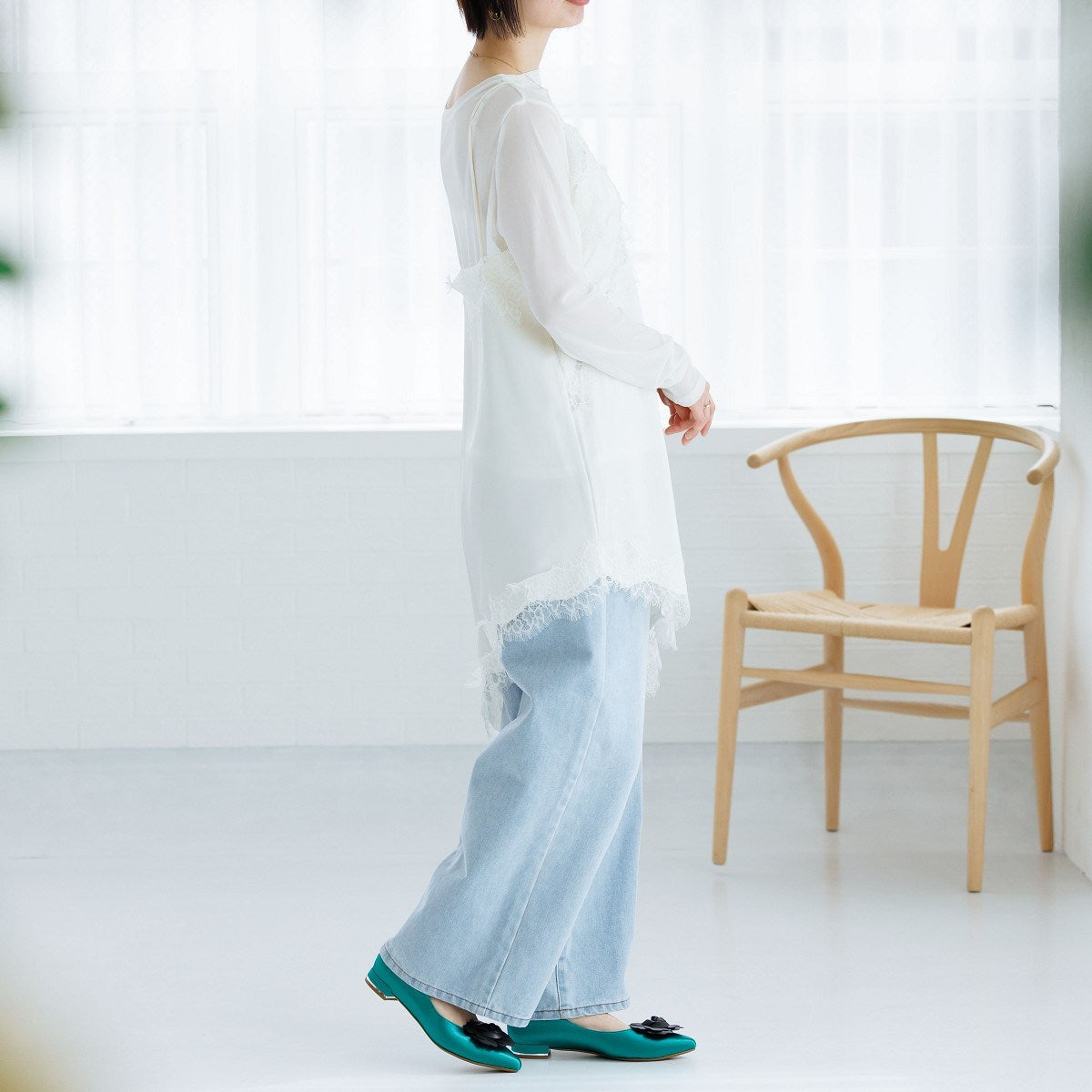 HANAE MORI×HIMIKO フラワーモチーフ フラットパンプス/661127