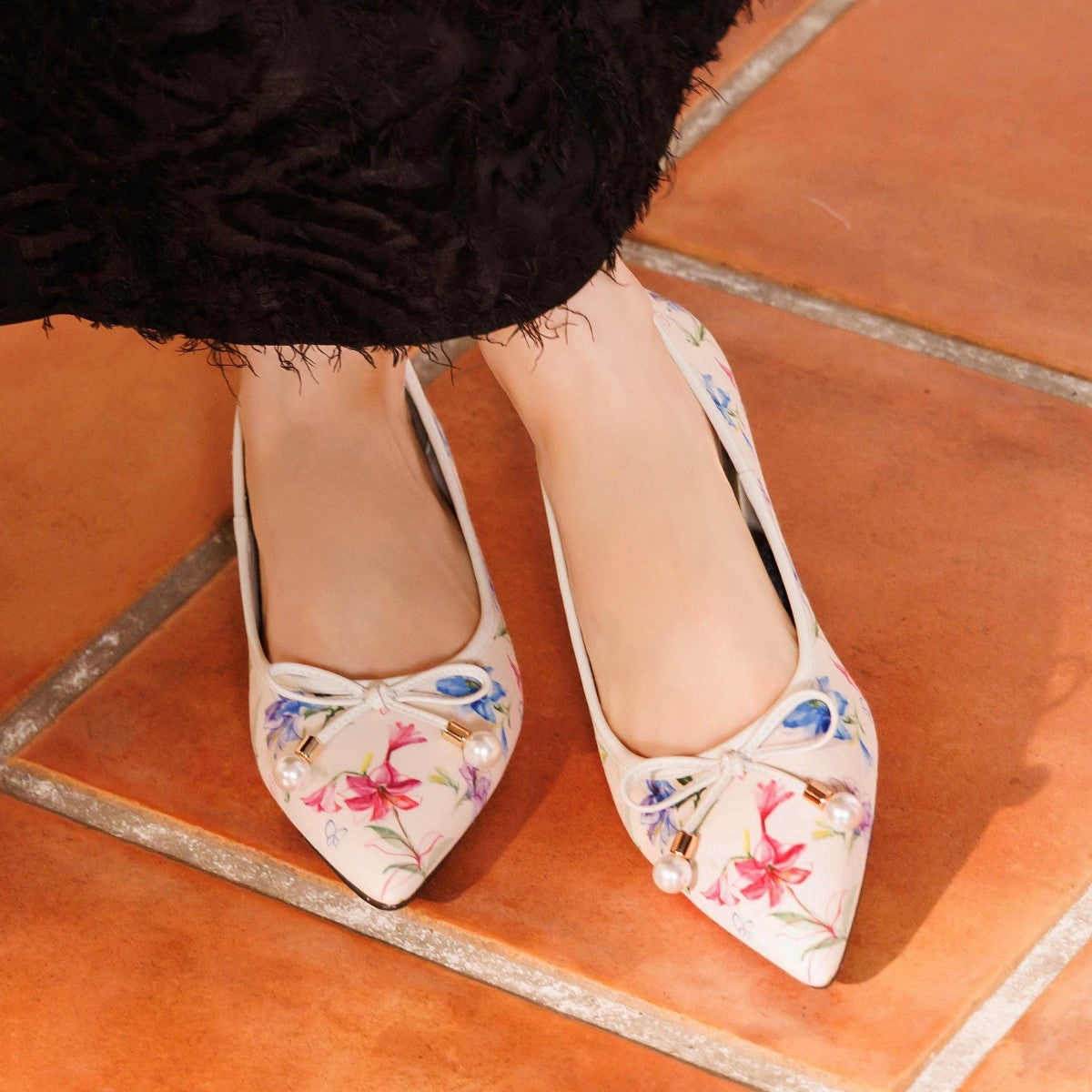 【26AW】HANAEMORI×HIMIKO パールリボンバレエパンプス/661334
