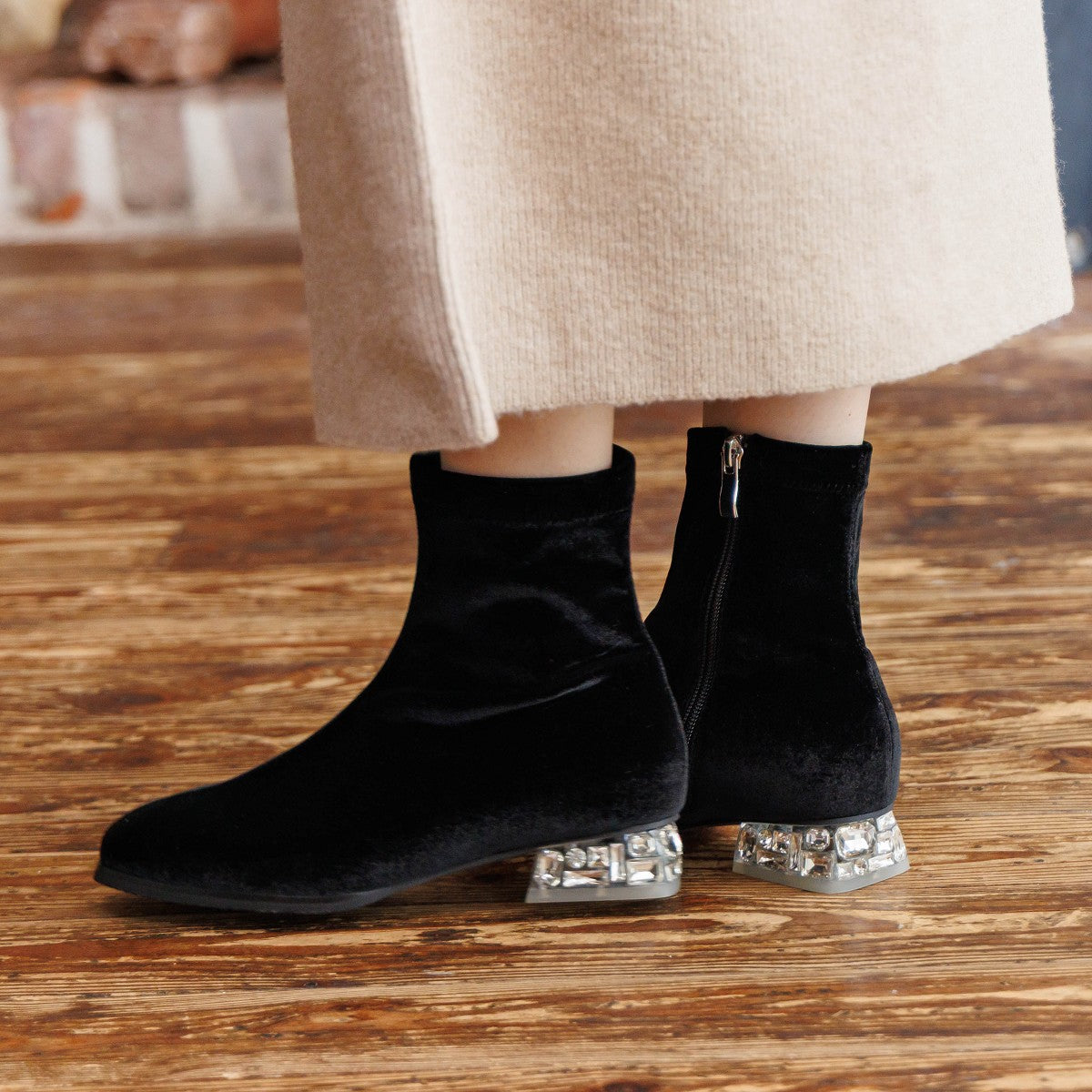 【26AW】HANAEMORI×HIMIKO ビジューヒールストレッチブーツ/661425