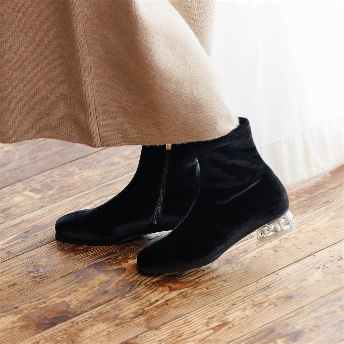 【26AW】HANAEMORI×HIMIKO ビジューヒールストレッチブーツ/661425