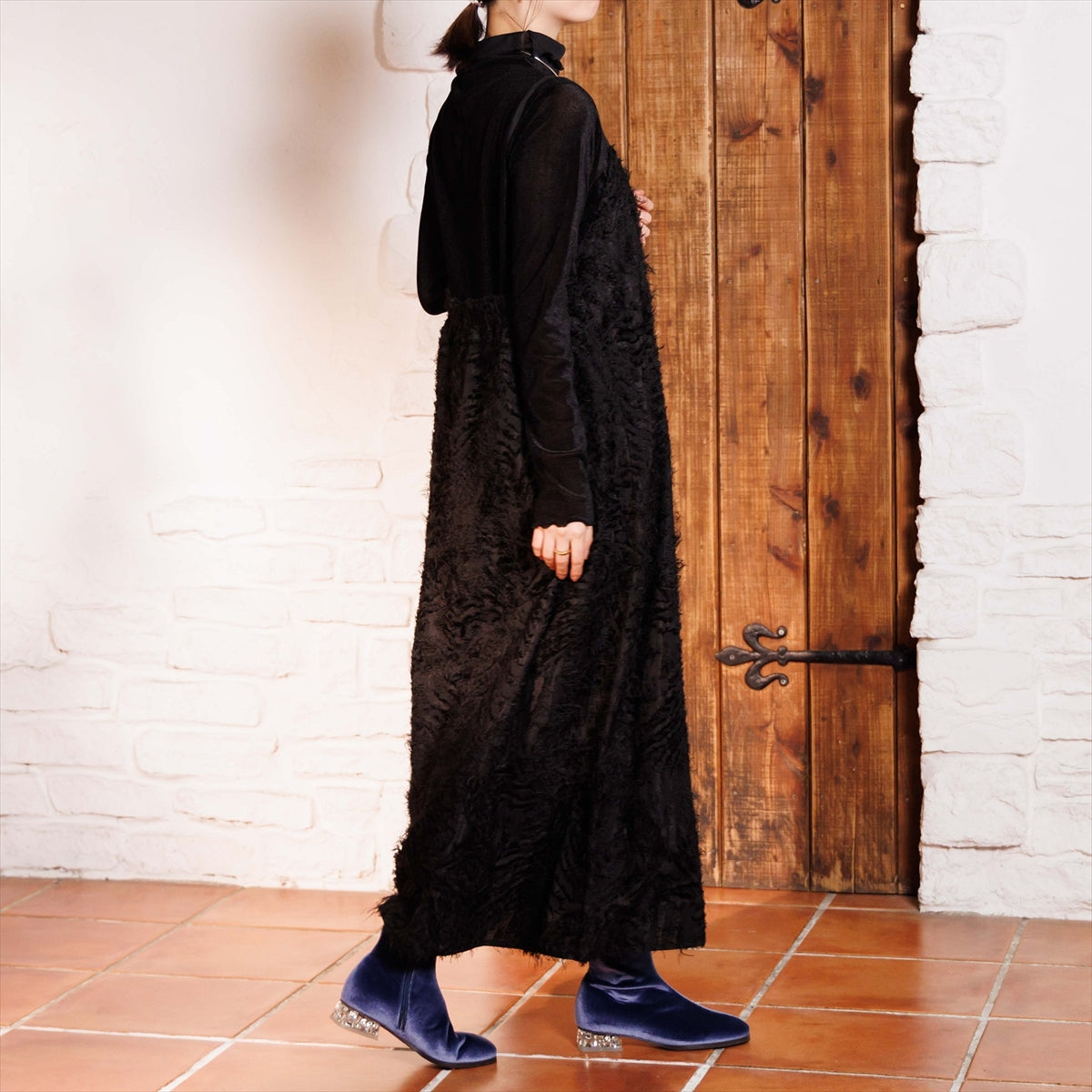 《予約／10月中旬入荷予定》【26AW】HANAEMORI×HIMIKO ビジューヒールストレッチブーツ/661425