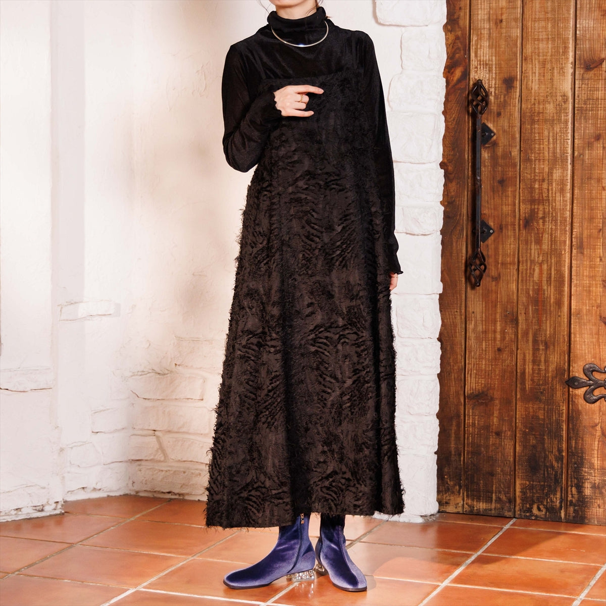 《予約／10月中旬入荷予定》【26AW】HANAEMORI×HIMIKO ビジューヒールストレッチブーツ/661425