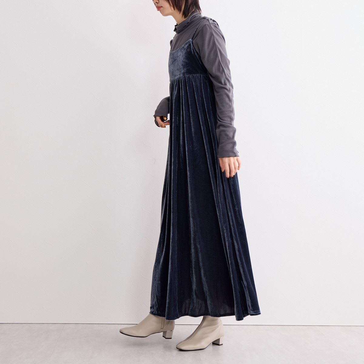 【24AW】4cmヒールシープレザーストレッチブーツ/641401